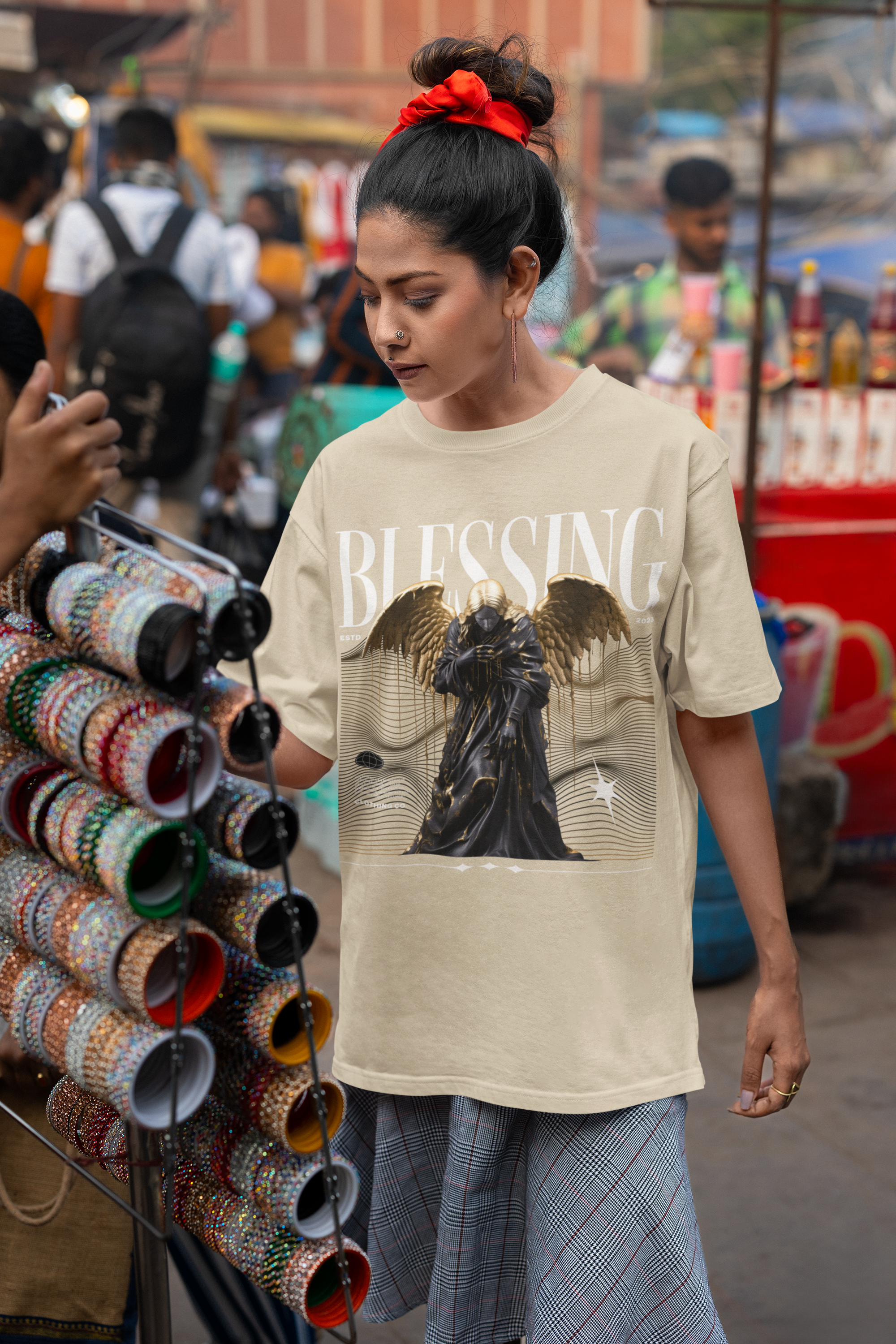 The Blessing Angel, Oversized Unisex Heavyweight Tee