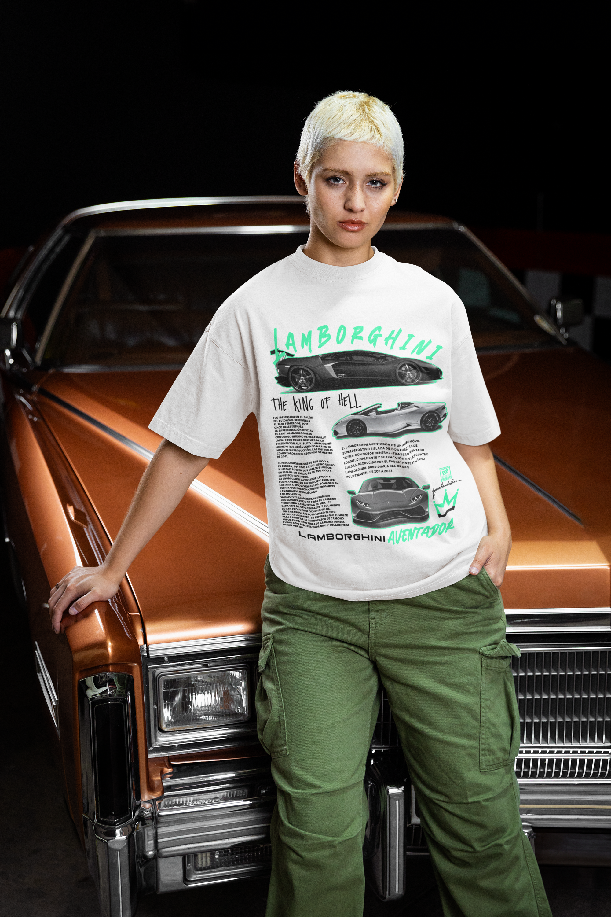 King of Hell Lamborghini, Oversized Unisex Graphic Heavyweight Tee