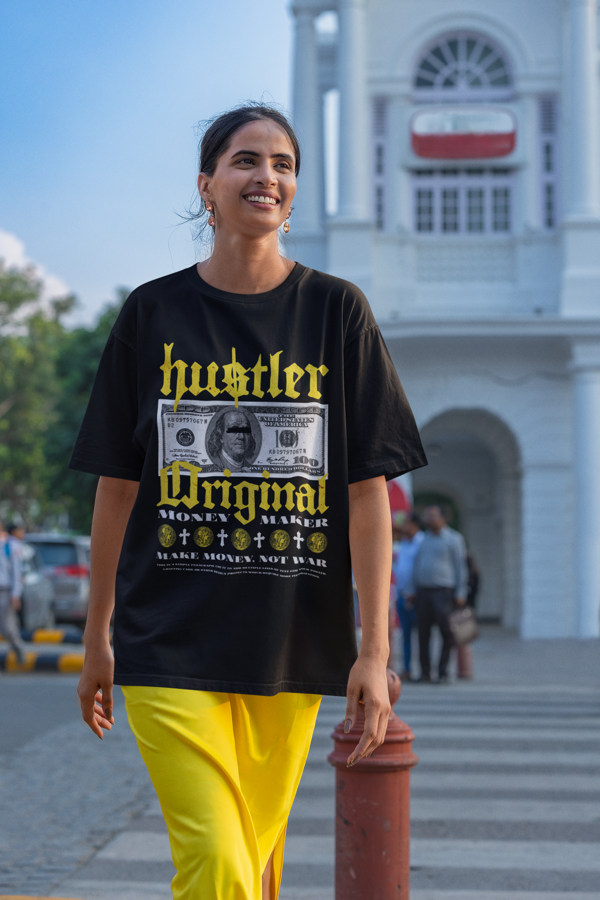 Make Money Not War, Oversized Unisex Heavyweight Tee
