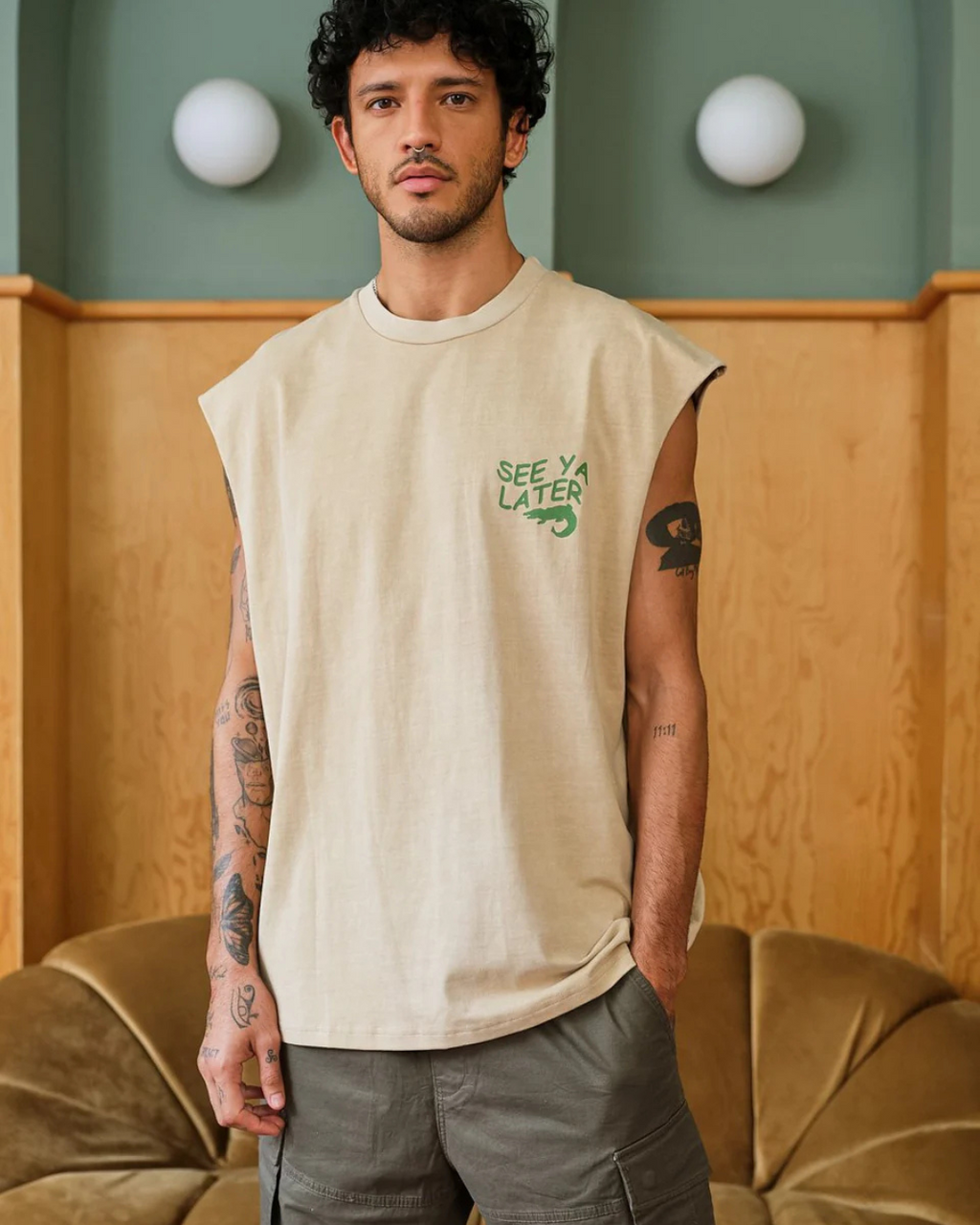 Beige See Ya Later Vest Tank