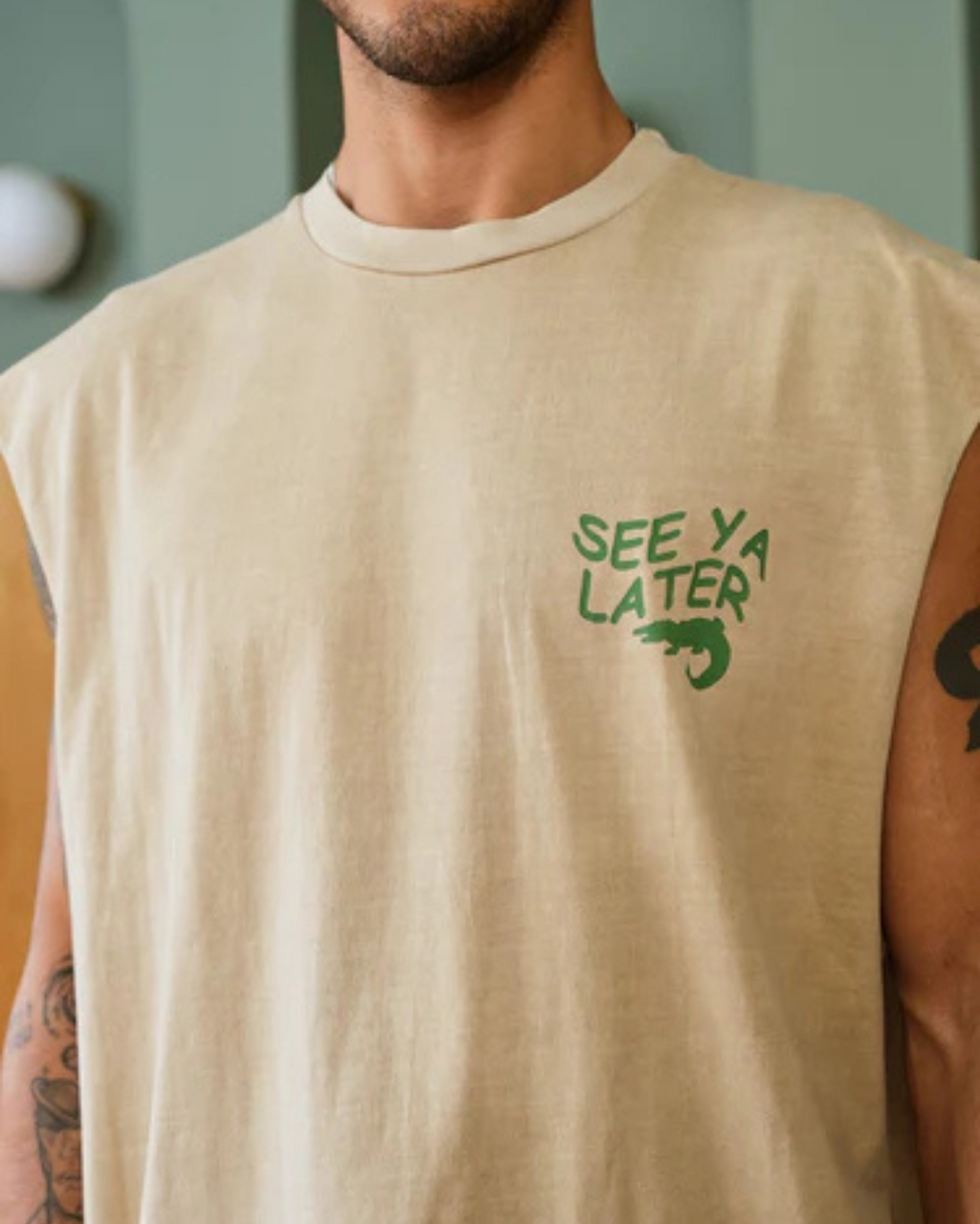 Beige See Ya Later Vest Tank