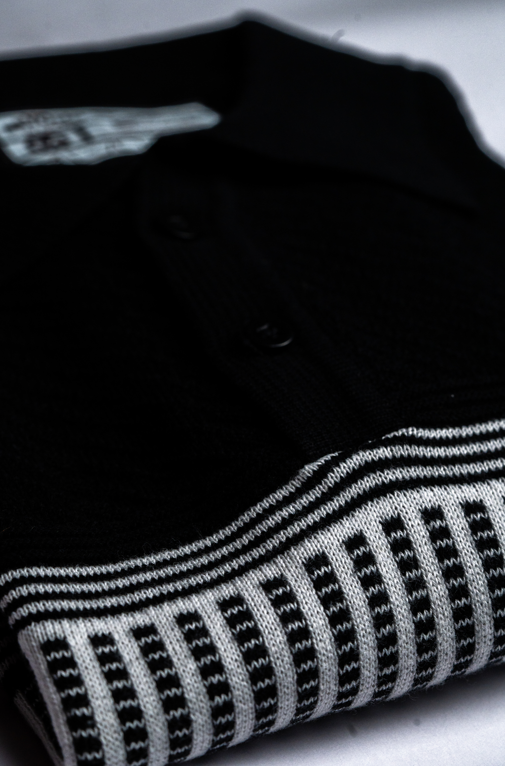 Monaco Textured Knit Polo - Midnight Black