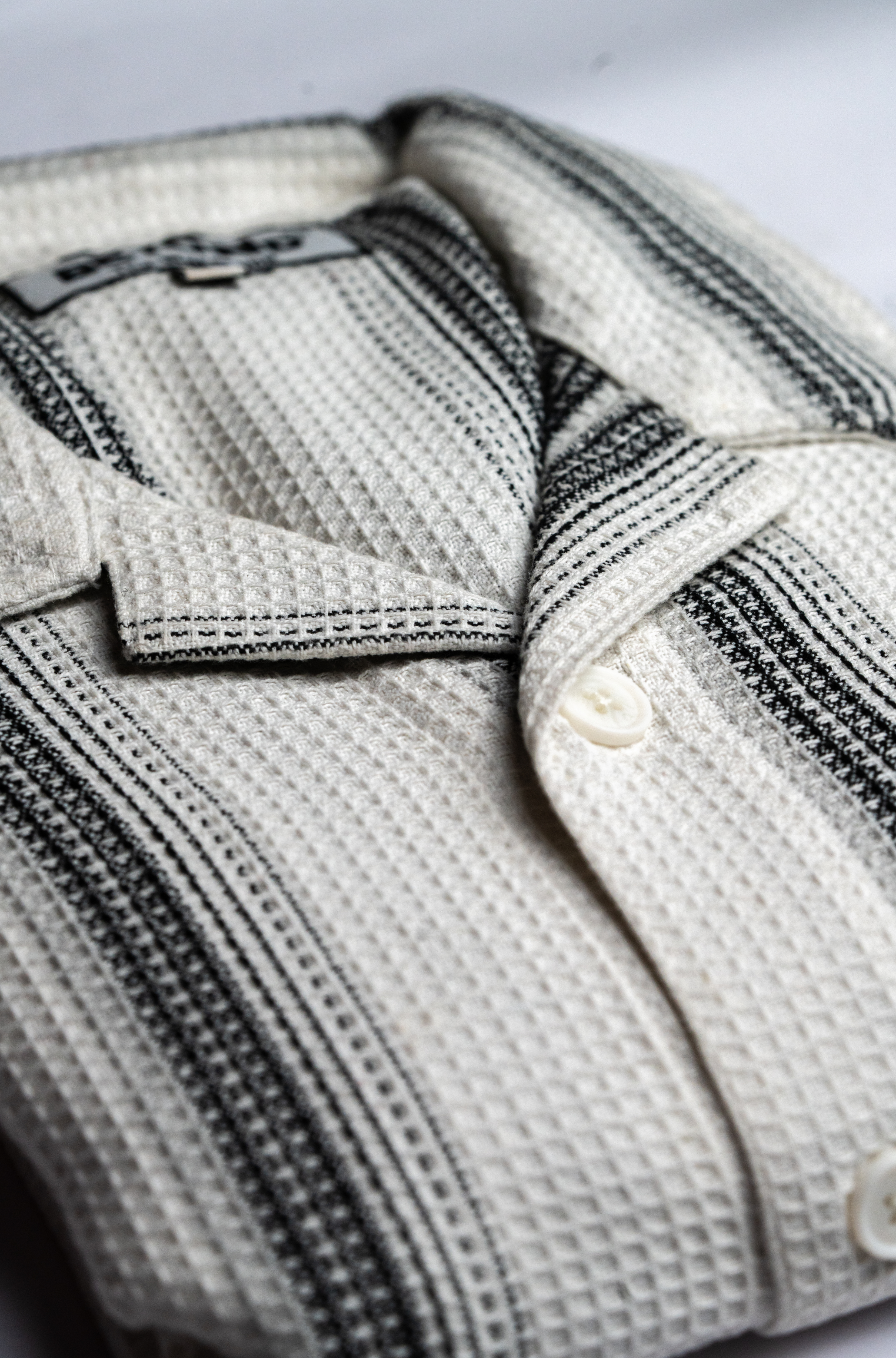 Monochrome Vertical Stripe Textured Shirt
