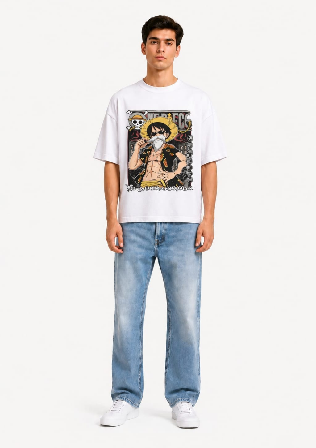 One Piece: Grandpa Luffy Street Drip Oversized tee