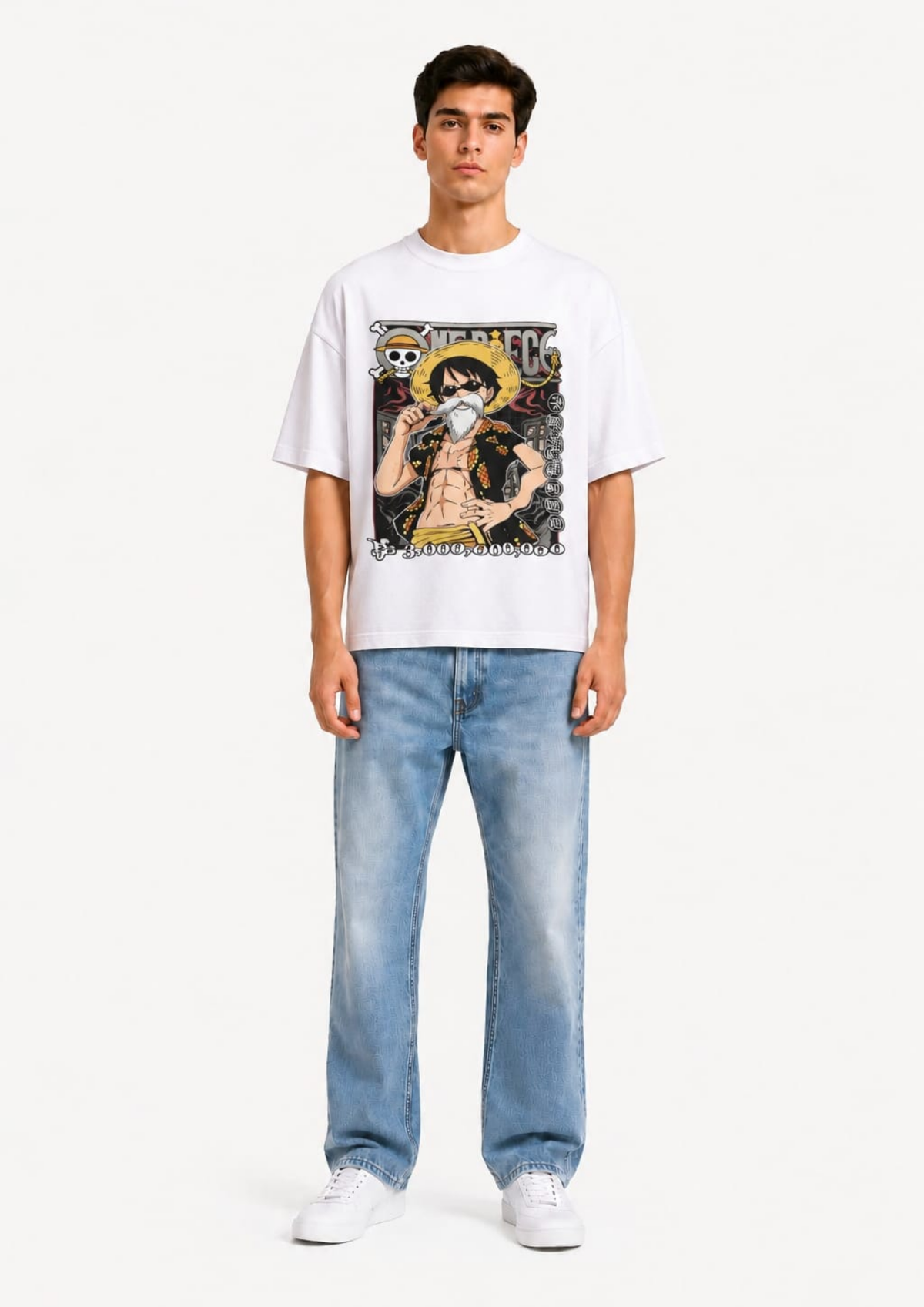 One Piece: Grandpa Luffy Street Drip Oversized tee
