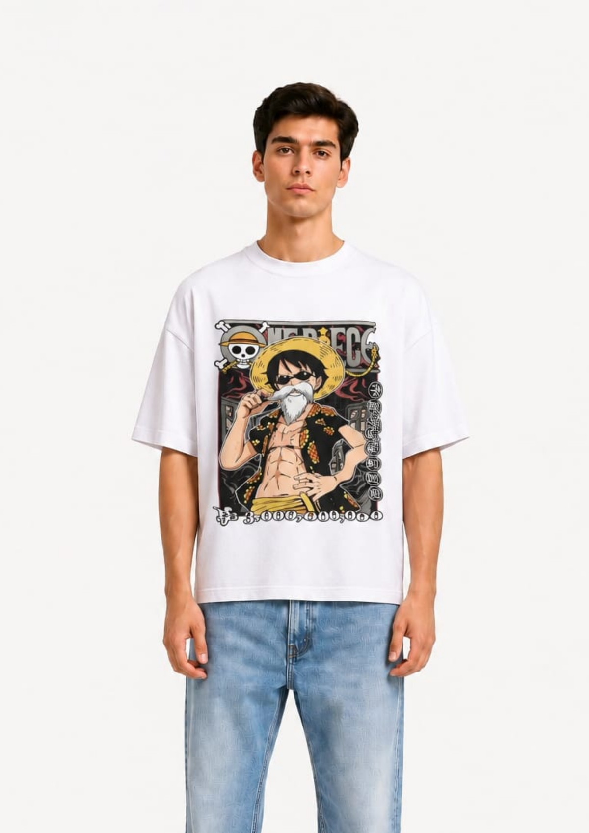 One Piece: Grandpa Luffy Street Drip Oversized tee
