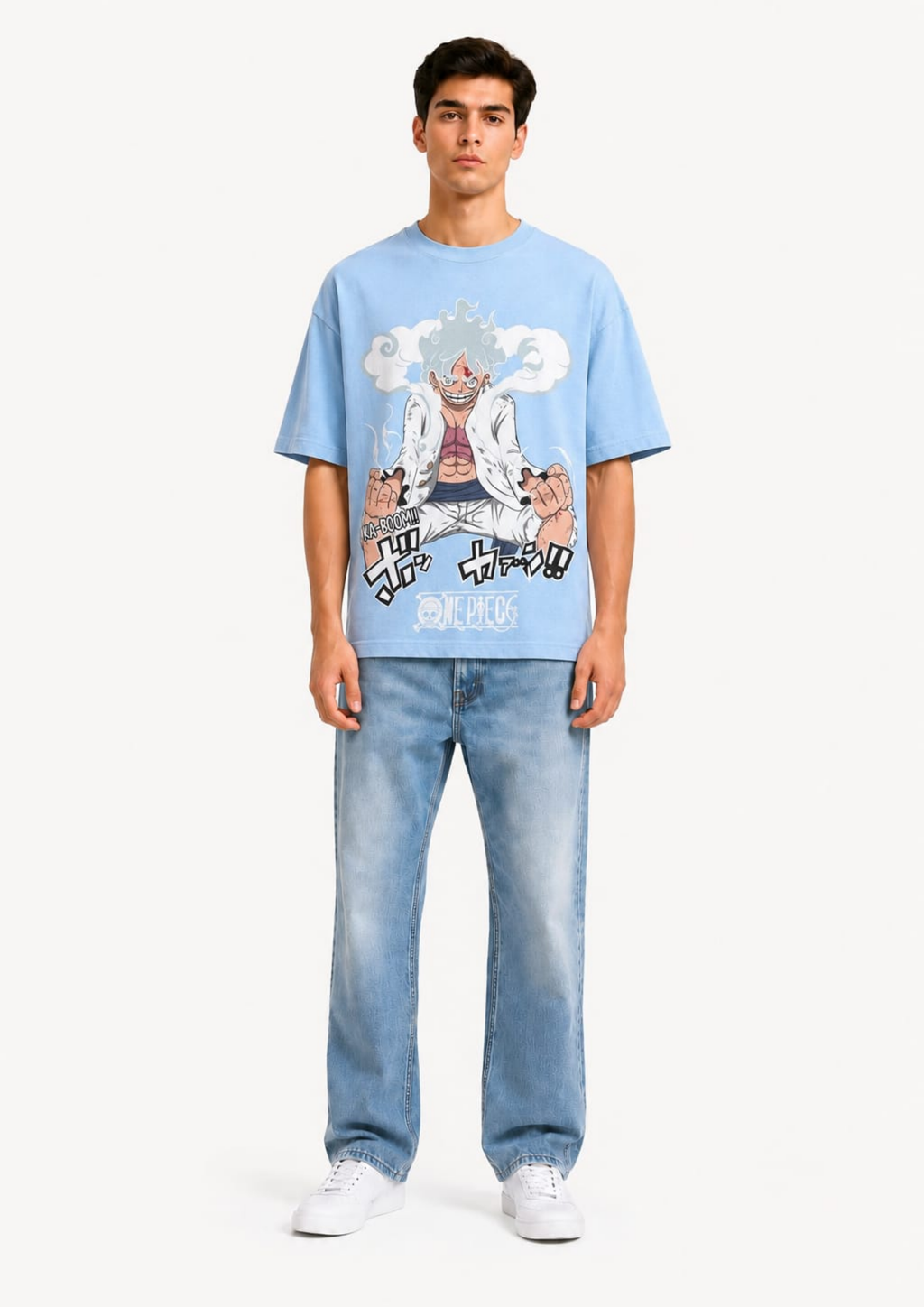 One Piece: Gear 5 Ka-Boom Luffy Oversized tee (Sky Blue Edition)