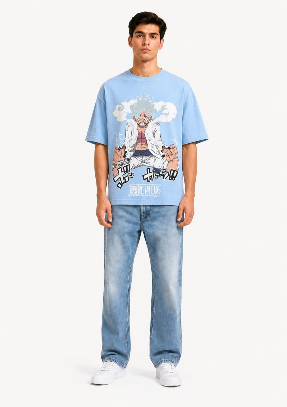 One Piece: Gear 5 Ka-Boom Luffy Oversized tee (Sky Blue Edition)
