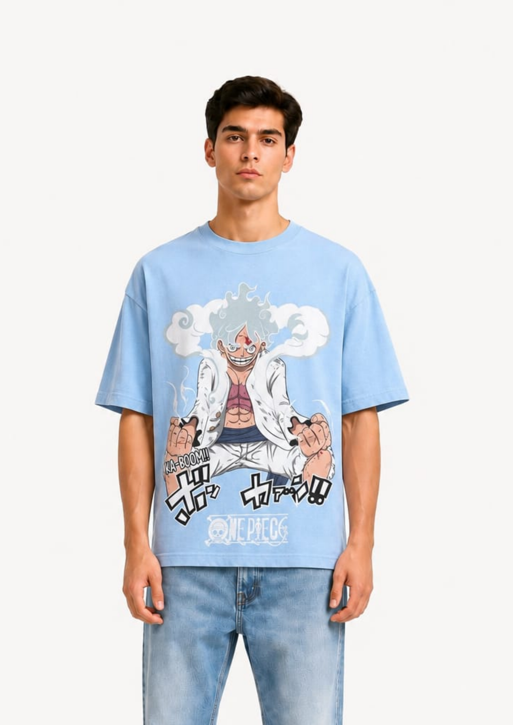 One Piece: Gear 5 Ka-Boom Luffy Oversized tee (Sky Blue Edition)