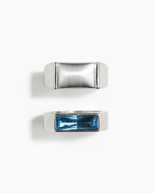 2-pack men's Silver-coloured rings