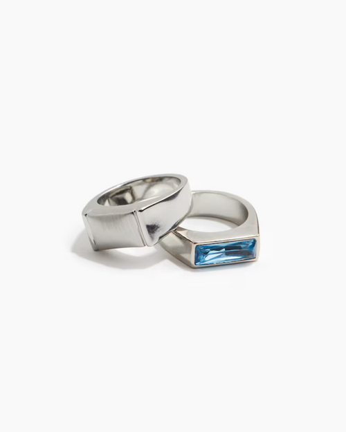 2-pack men's Silver-coloured rings