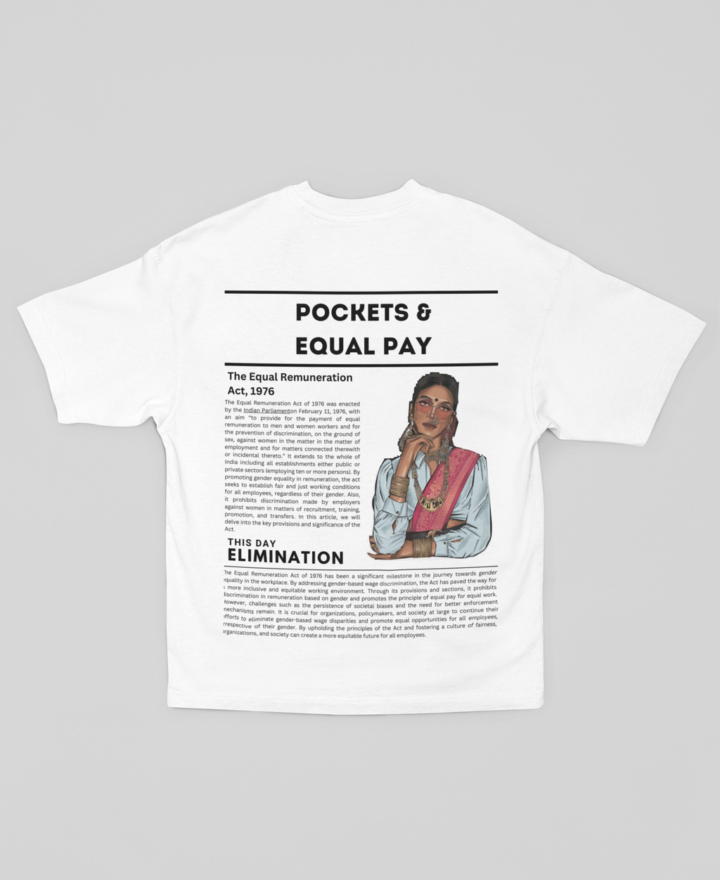 Pockets & Equal Pay, Oversized Unisex Graphic Heavyweight Tee