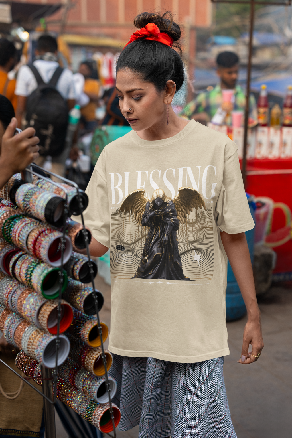 The Blessing Angel, Oversized Unisex Heavyweight Tee
