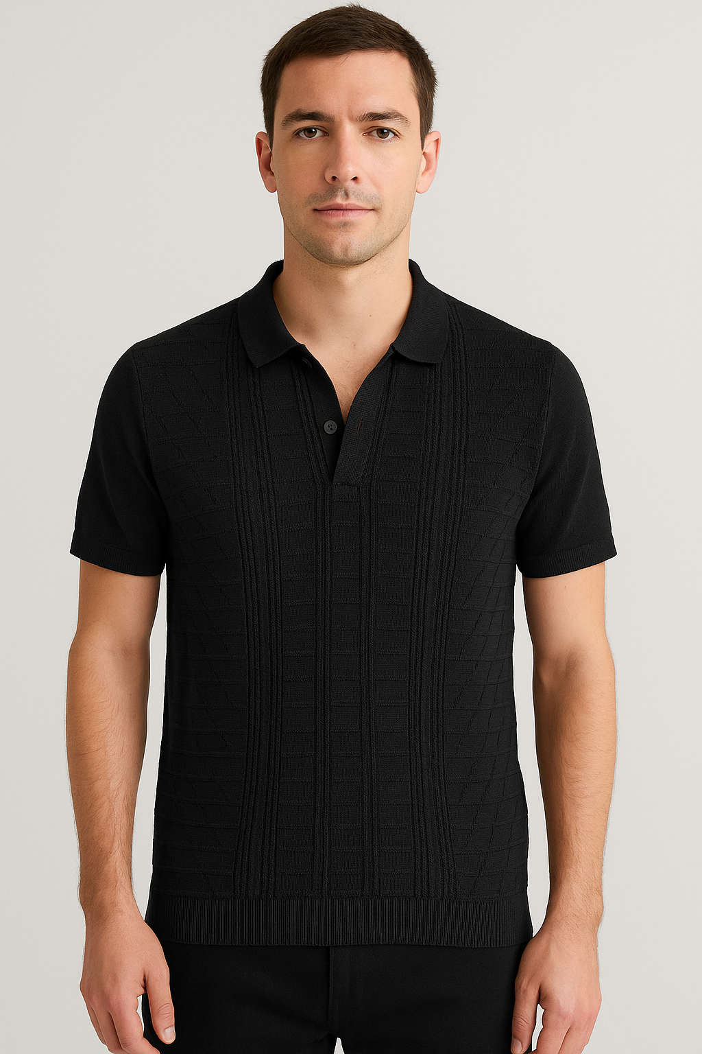 Midnight Textured Knit Polo
