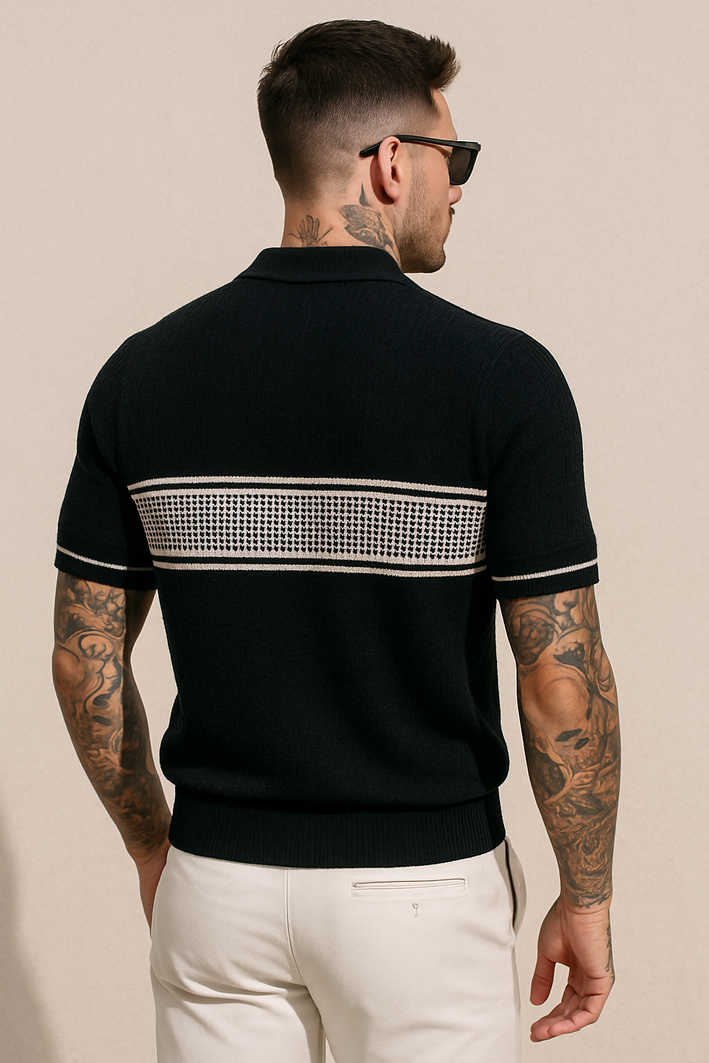 Monaco Textured Knit Polo - Midnight Black