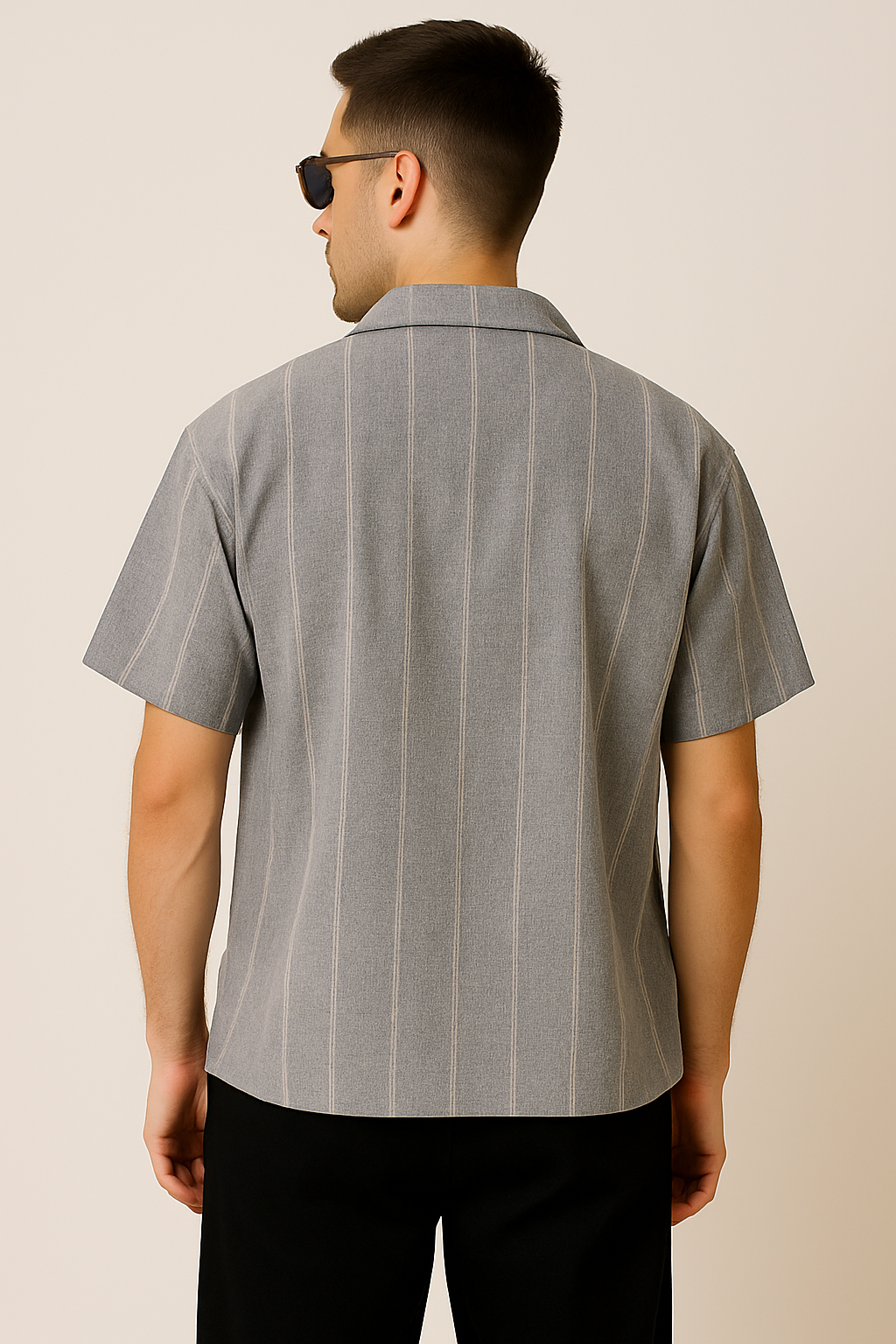 Classic Grey Cuban Collar Shirt