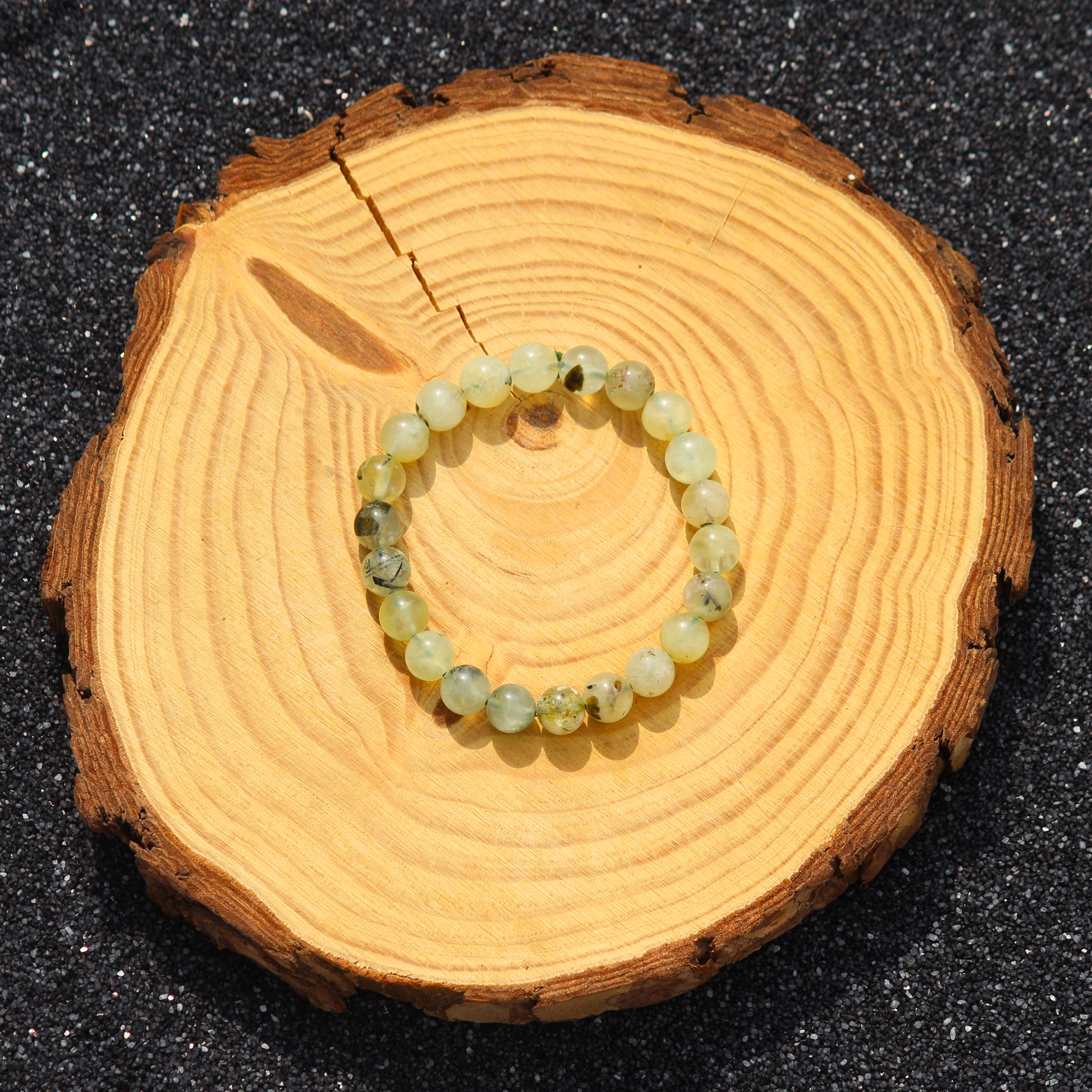 Verdant Calm Prehnite Men's Bracelet – Strength in Serenity