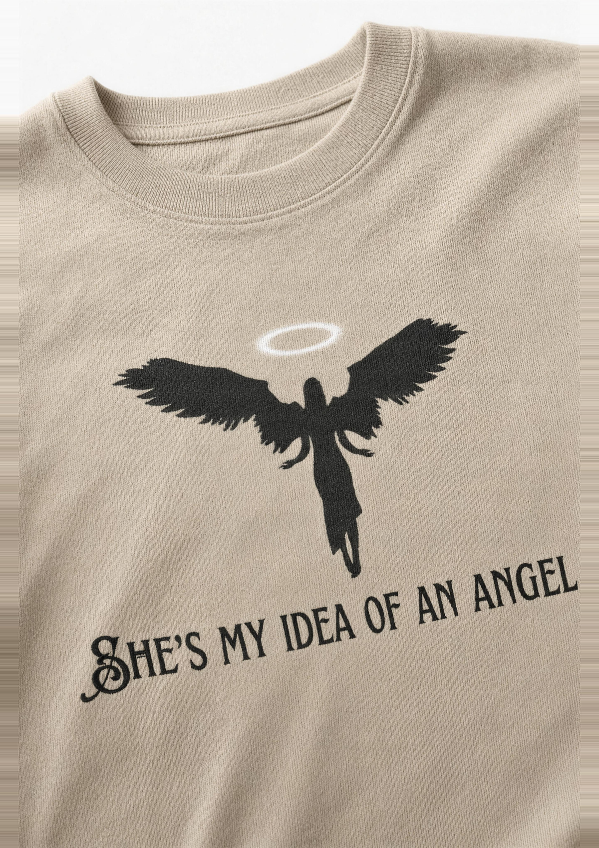 An Angel oversized heavyweight tee - front print close-up