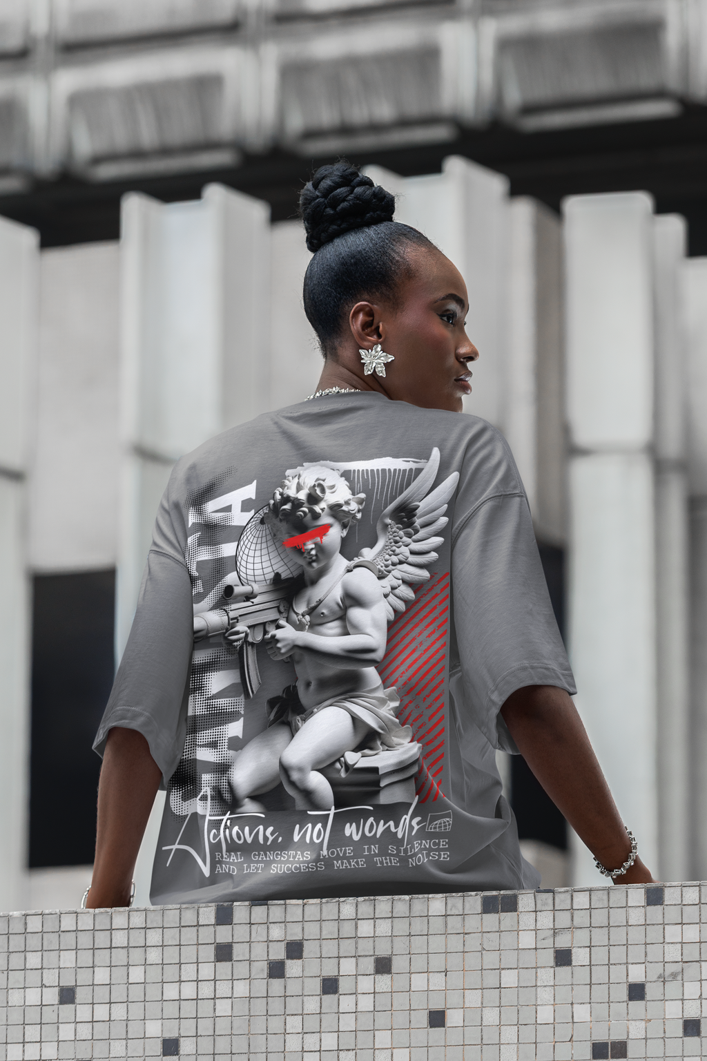 GANGSTA, Graphic Unisex Oversized Heavyweight Tee
