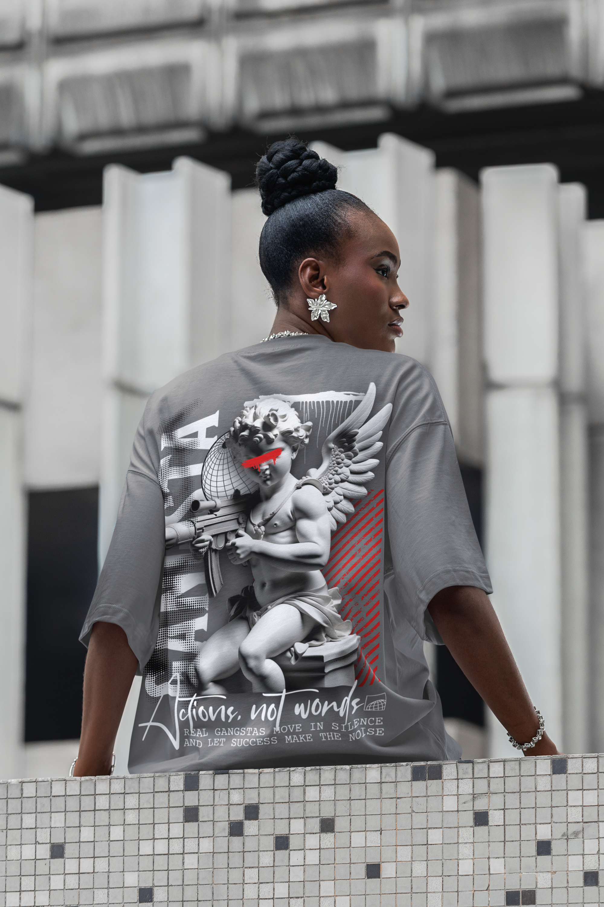 GANGSTA, Graphic Unisex Oversized Heavyweight Tee