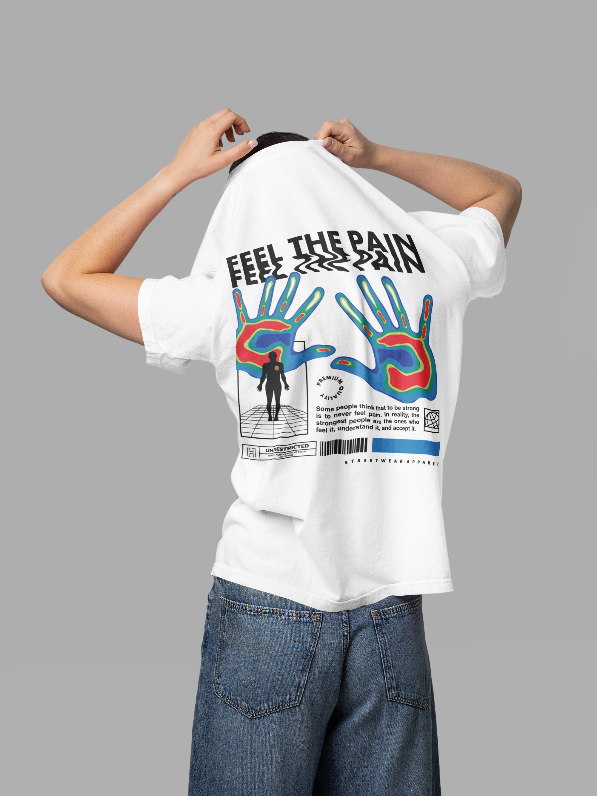 Feel The Pain' Graphic Oversized Unisex Heavyweight Tee