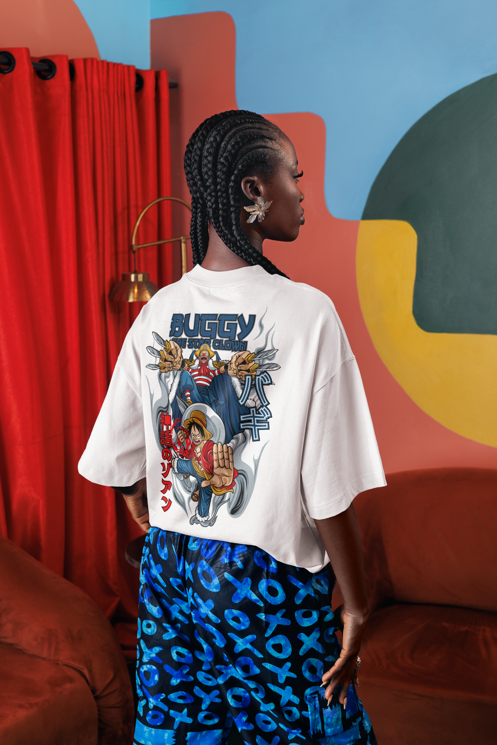 Buggy the Star Clown × Luffy Anime Graphic Oversized Unisex T-Shirt