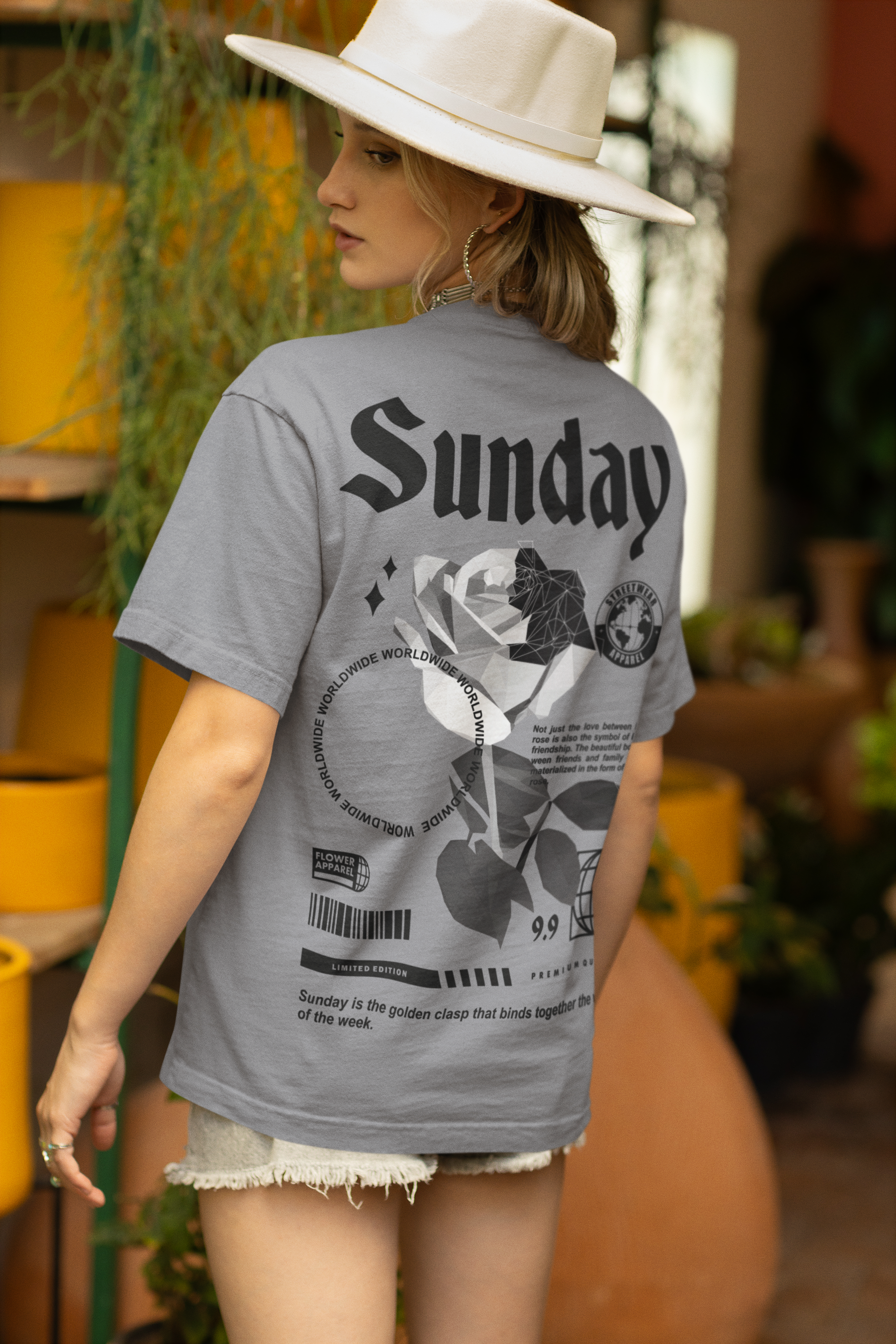 SUNDAY, Oversized Unisex Graphic Heavyweight Tee