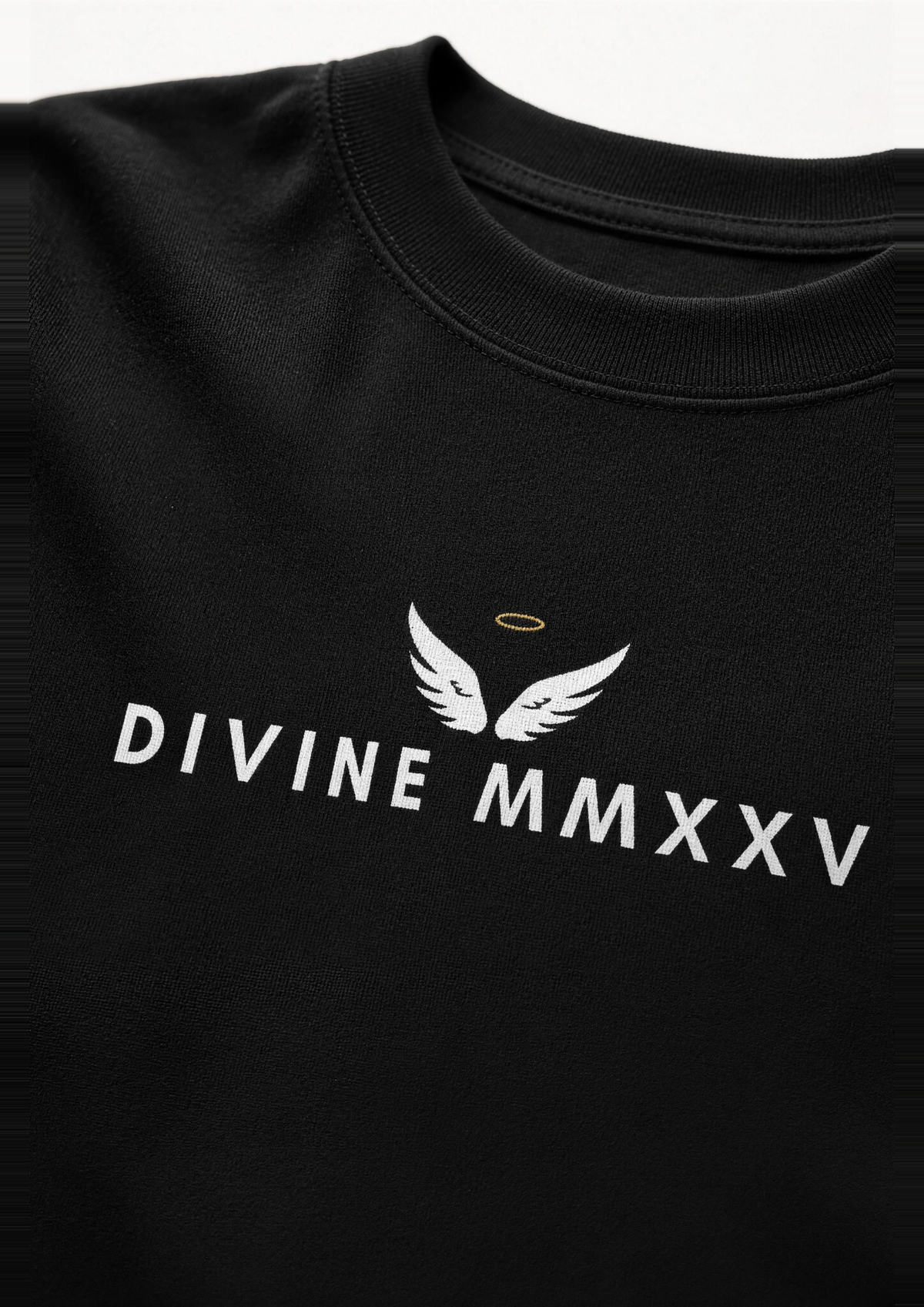 Divine oversized heavyweight tee - front print close-up