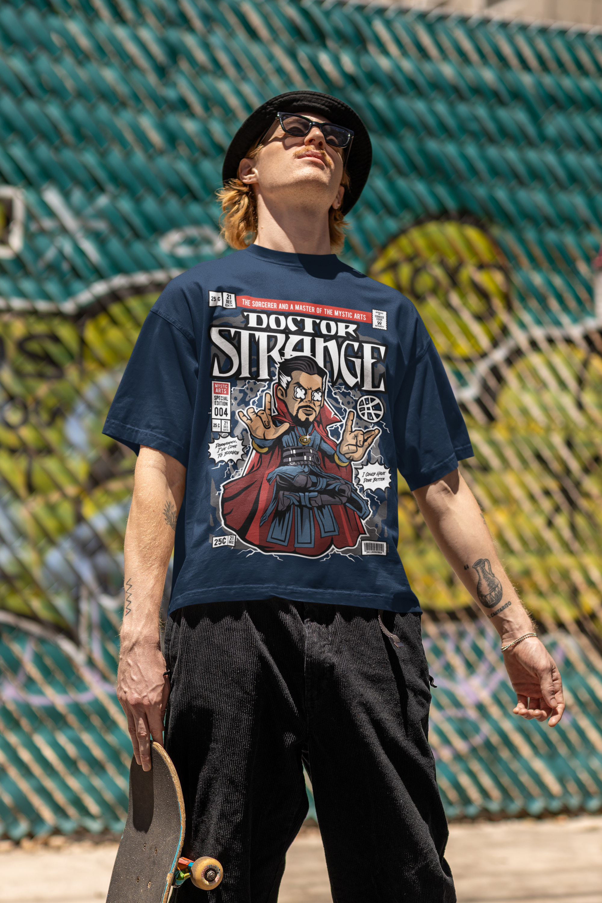 Doctor Strange Comic Graphic Unisex Oversized Tee