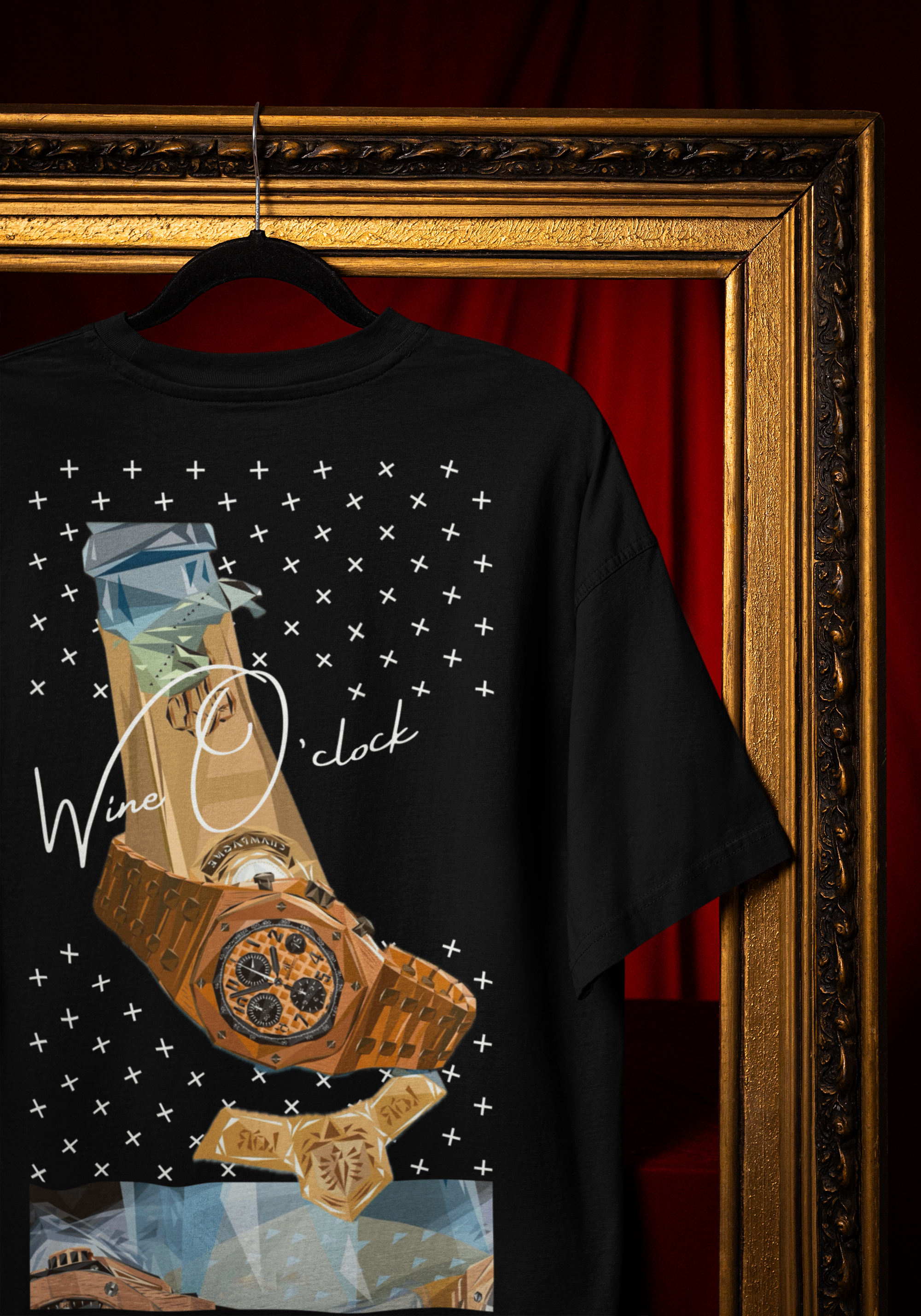 Wine O'clock, Oversized Unisex Heavyweight Heavyweight Tee