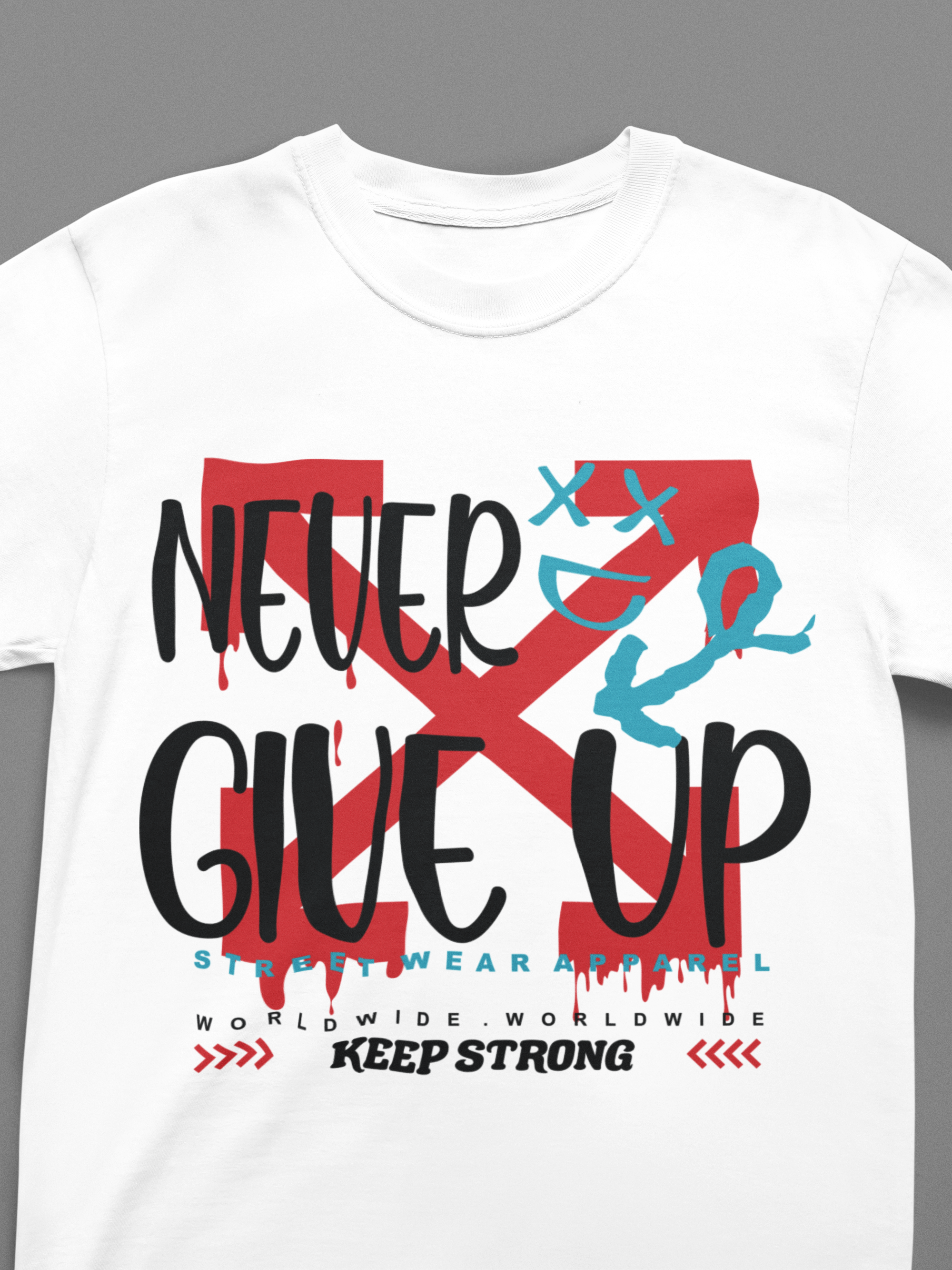 Never Give Up. Oversized Unisex Heavyweight Tee