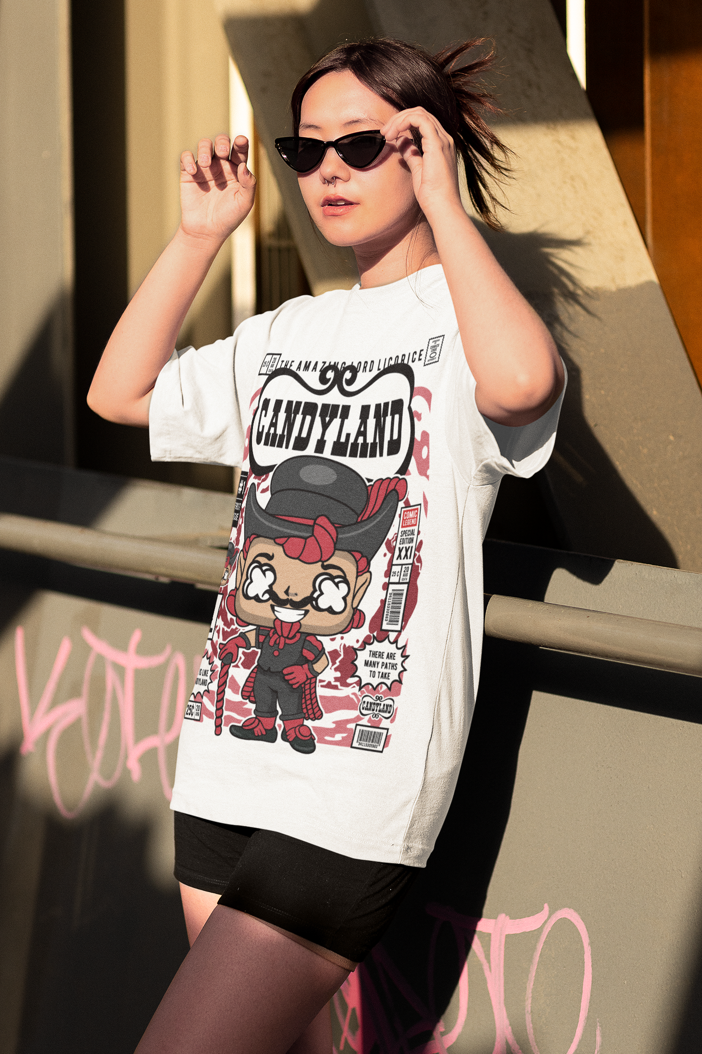 Candyland Comic Graphic Unisex Oversized Tee