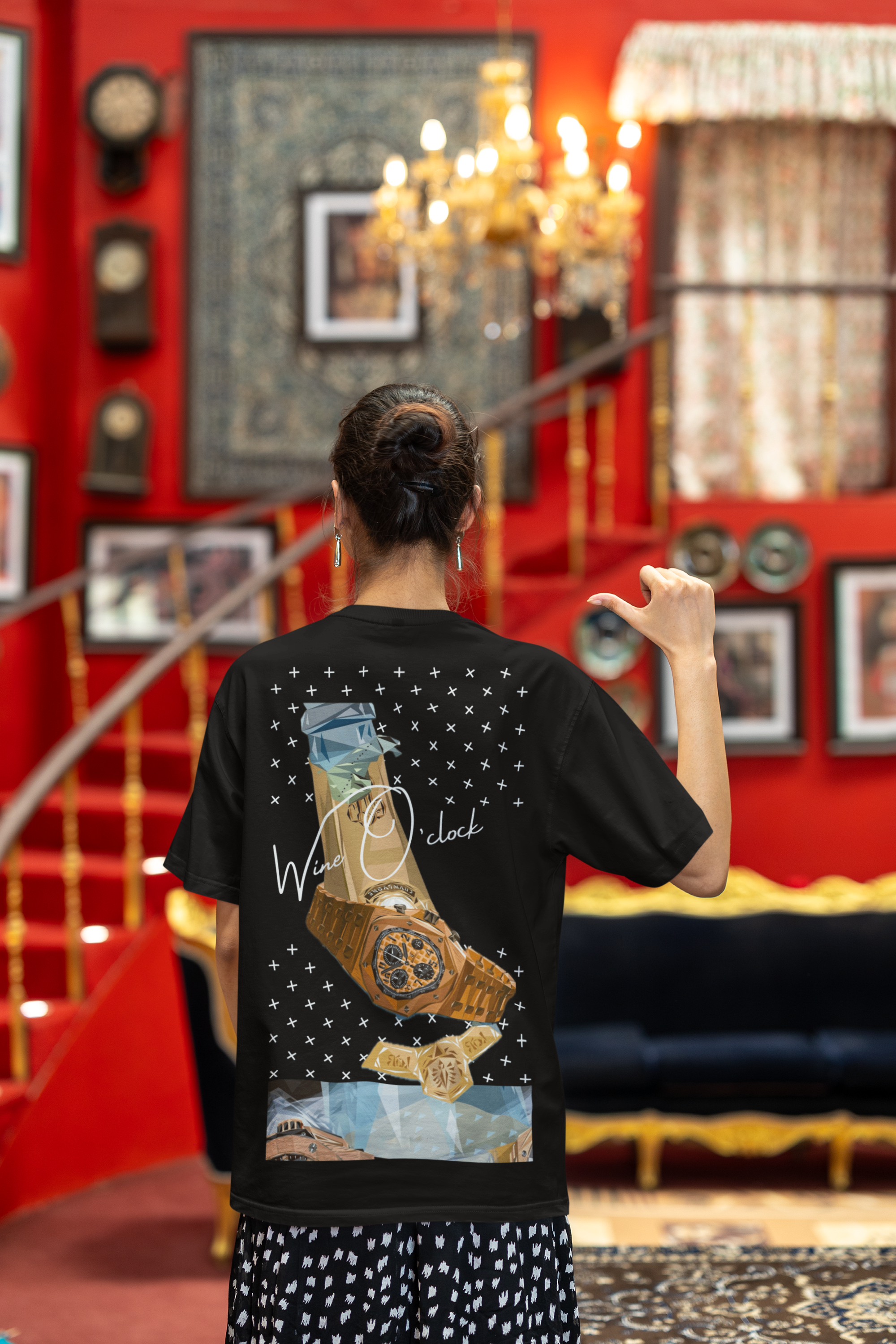 Wine O'clock, Oversized Unisex Heavyweight Heavyweight Tee
