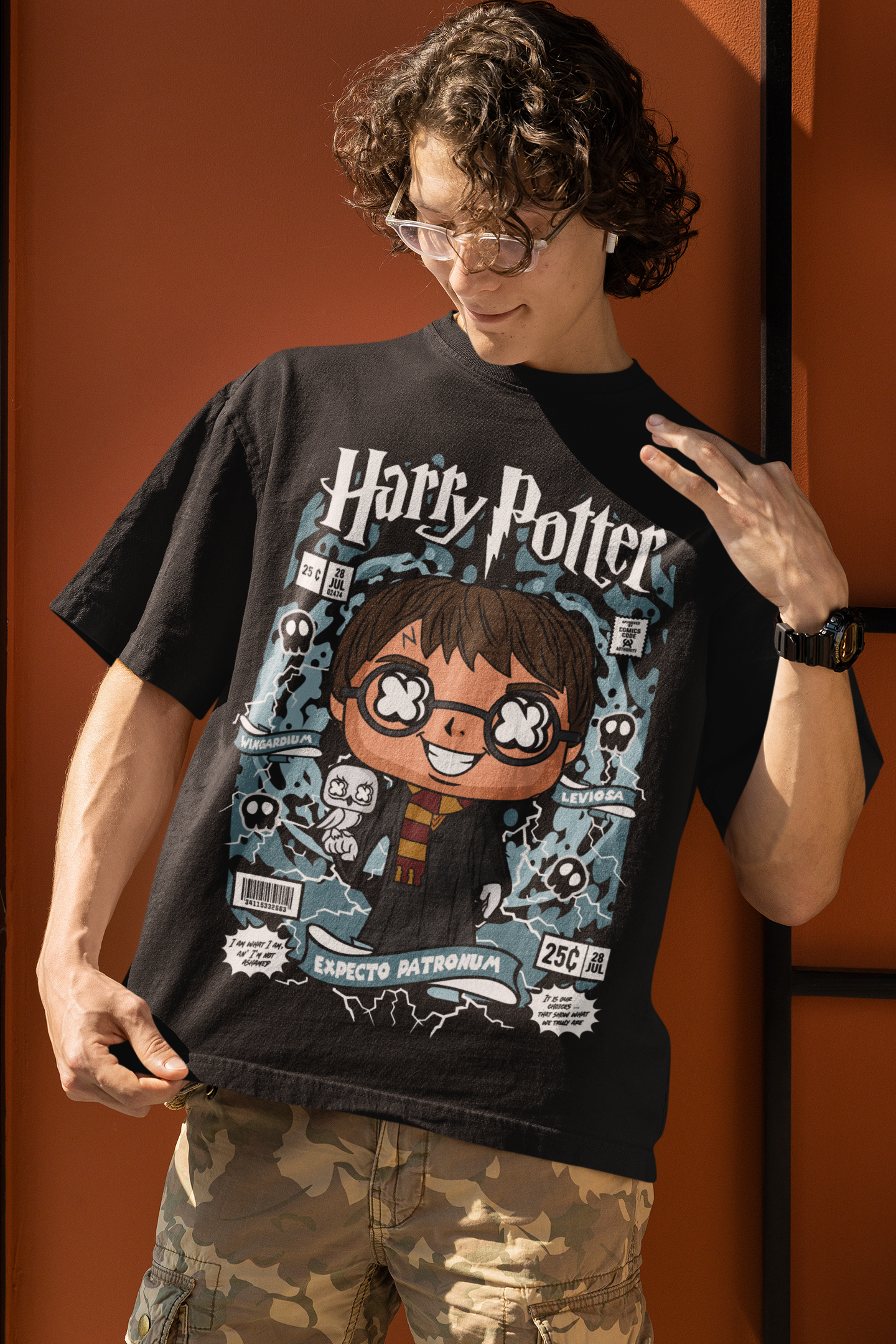 Harry Potter “Expecto Patronum” Oversized Unisex Graphic Tee – Black
