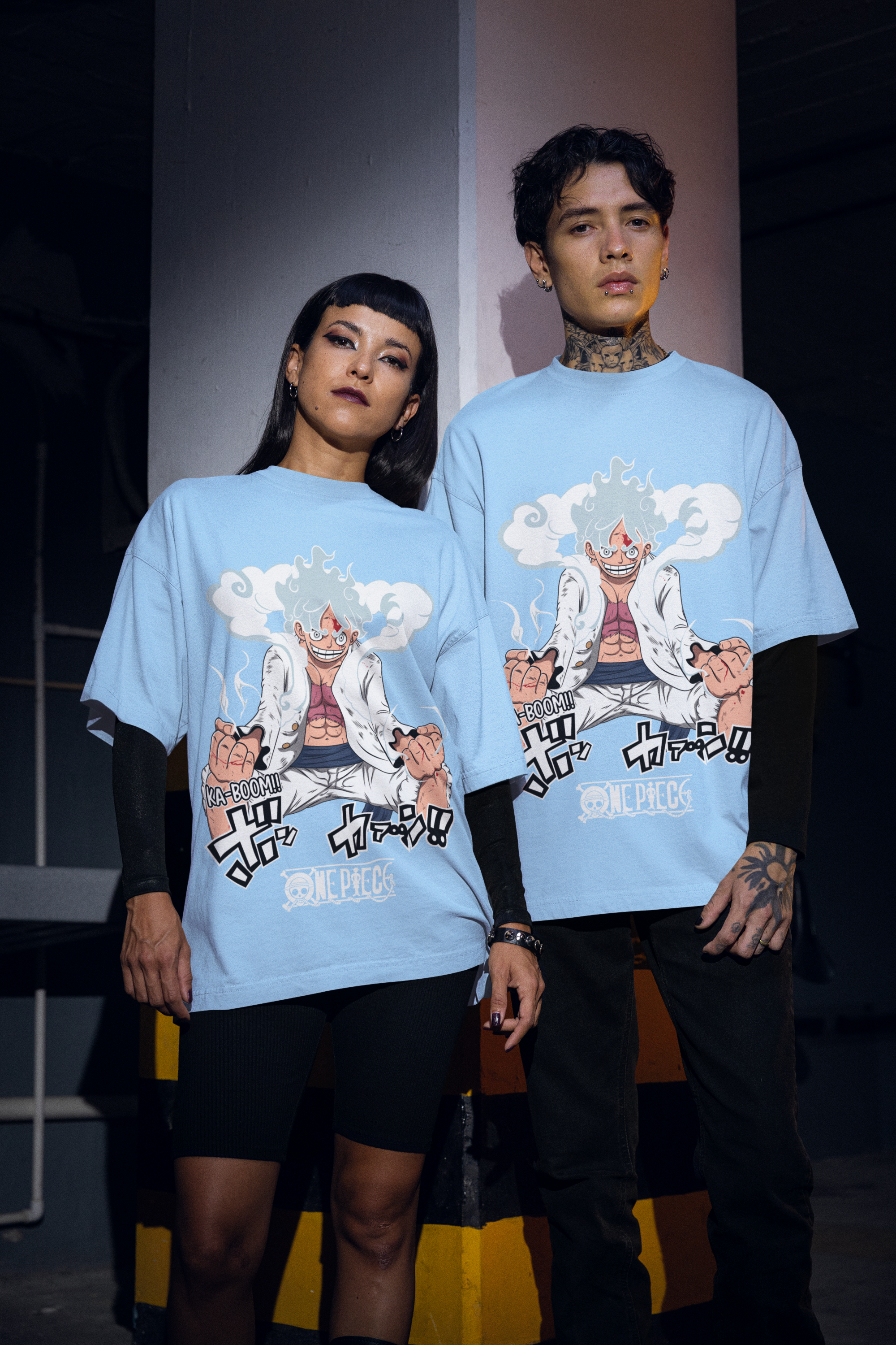 One Piece: Gear 5 Ka-Boom Luffy Oversized Unisex T-Shirt (Sky Blue Edition)
