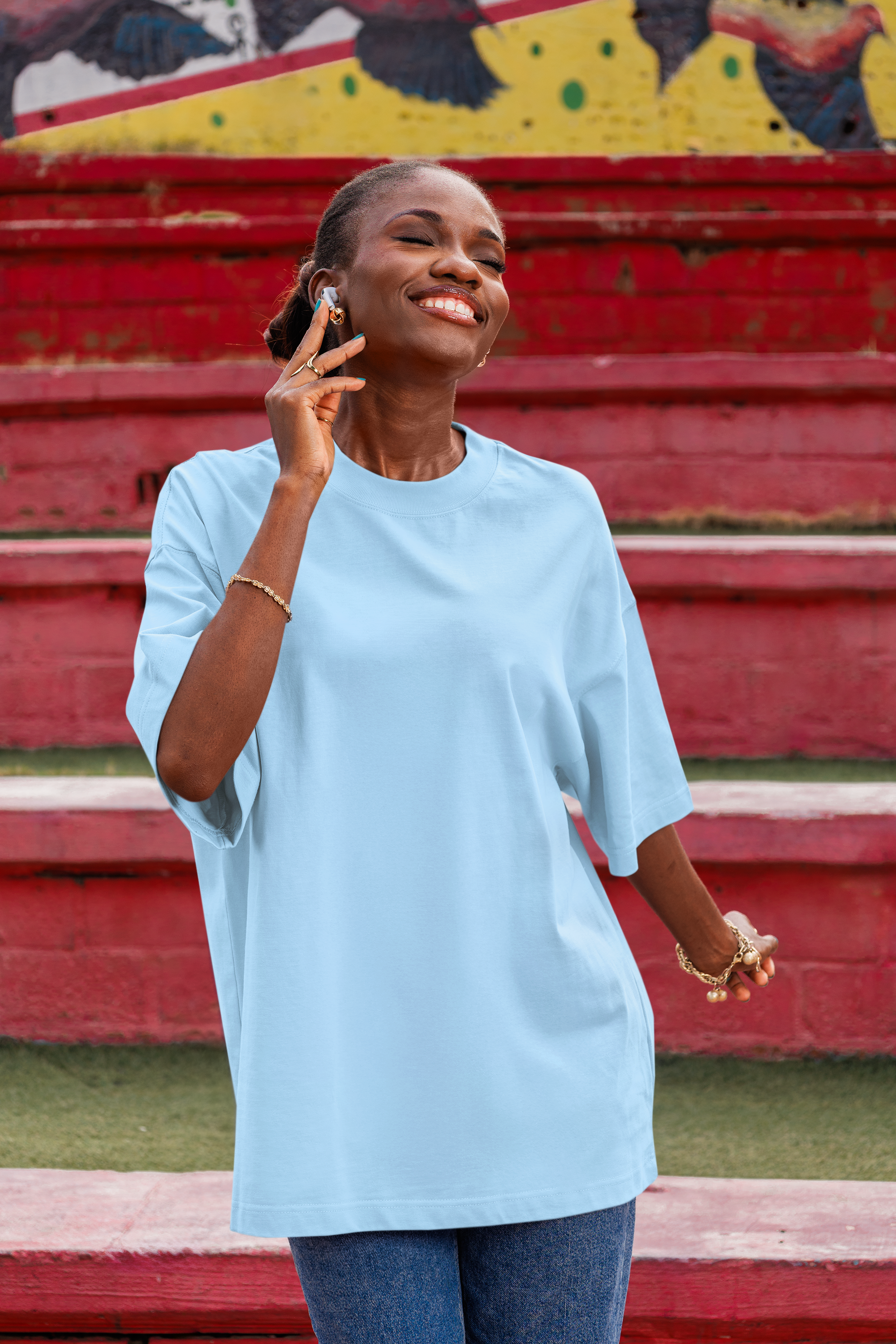 Skycore Heavyweight Plain Oversized Unisex T-Shirt – Ice Blue