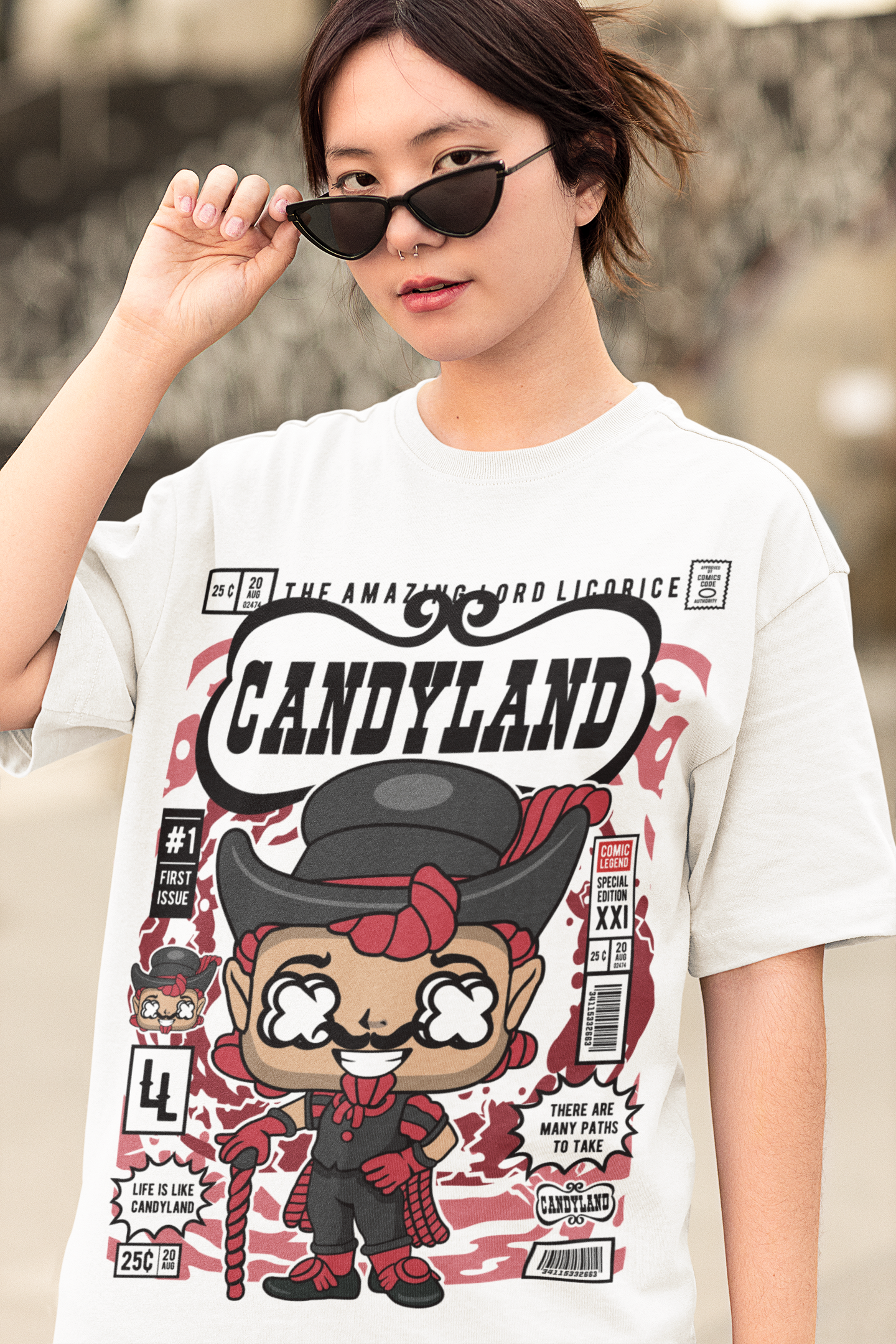 Candyland Comic Graphic Unisex Oversized Tee