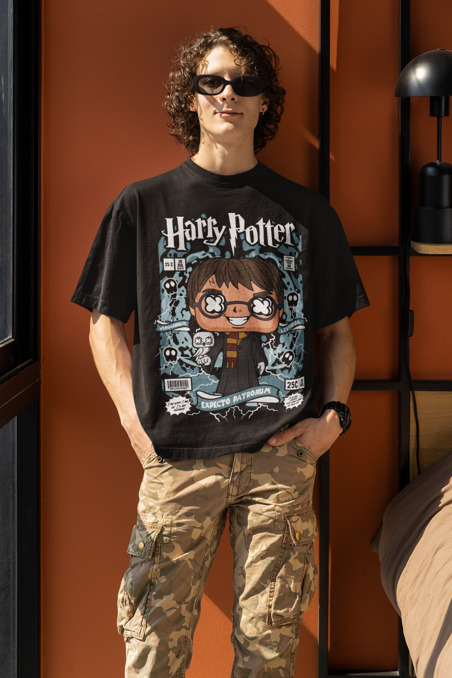 Harry Potter “Expecto Patronum” Oversized Unisex Graphic Tee – Black