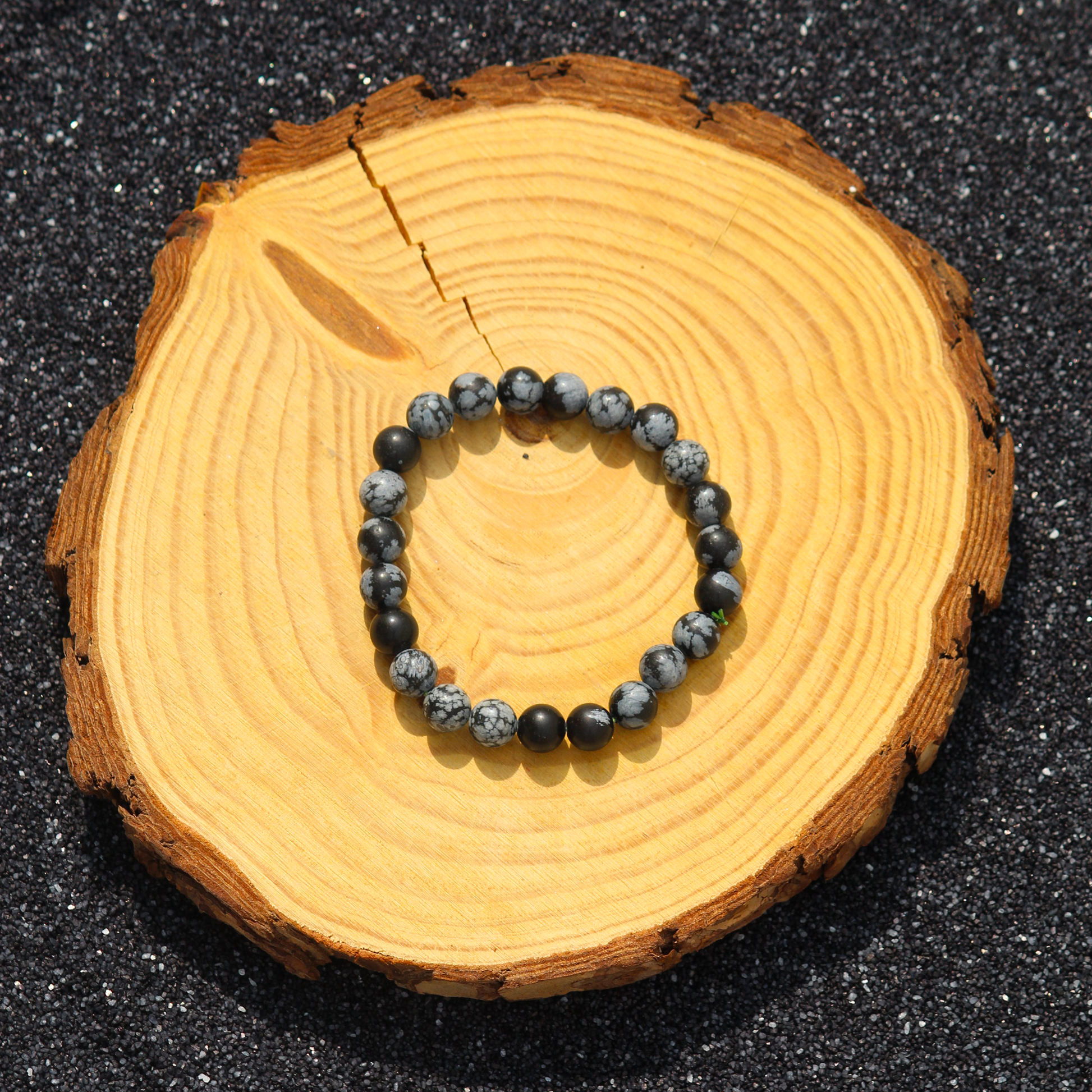 Storm stone Snowflake Obsidian Men's Bracelet – Power in Stillness